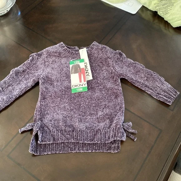 DKNY Kids' 2-piece Set, Gray sweater pink/black dot Pant. - Picture 3 of 11